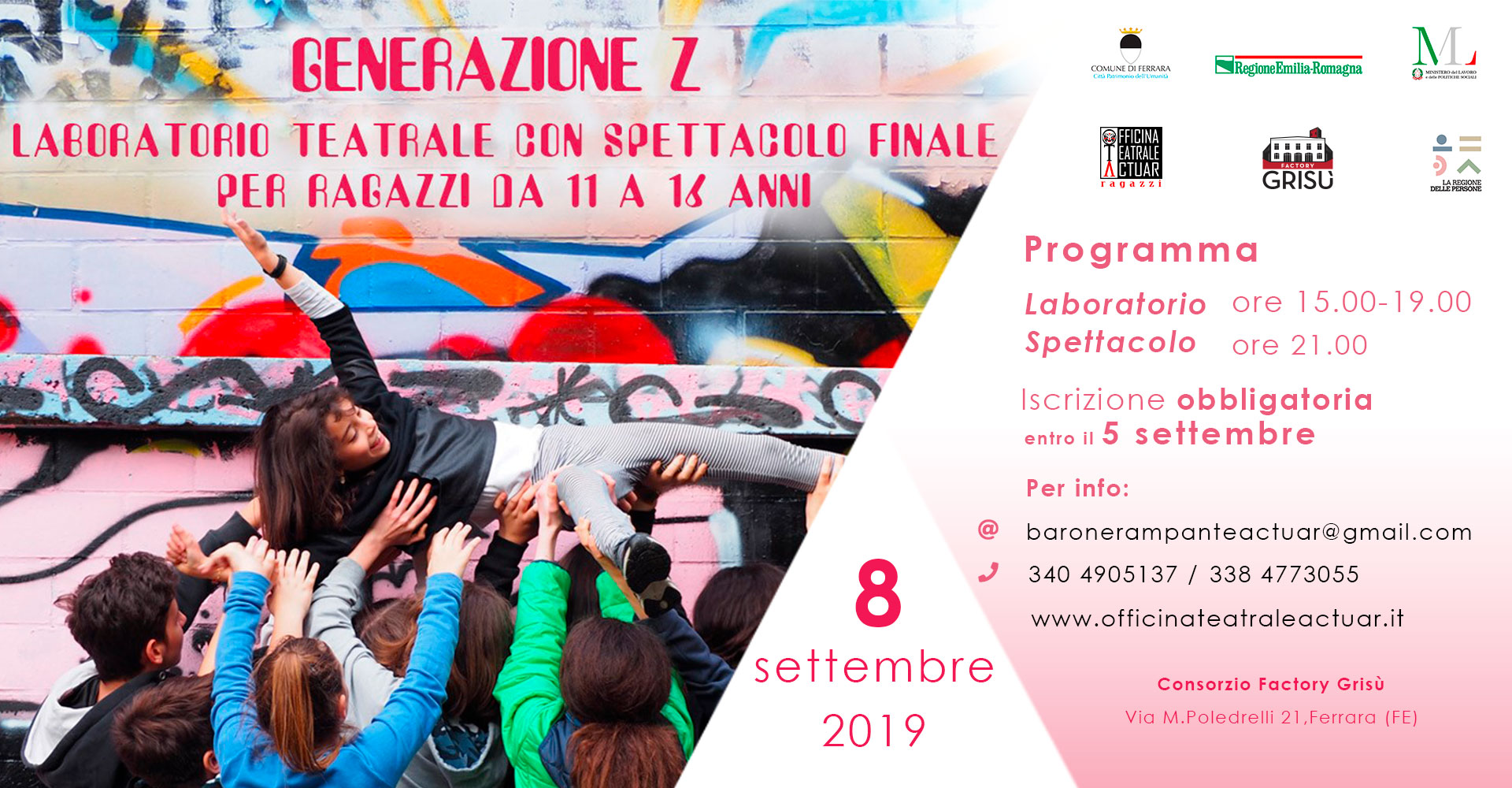 GENERAZIONE Z: laboratorio teatrale gratuito con spettacolo finale per ragazzi dagli 11 ai 16 anni